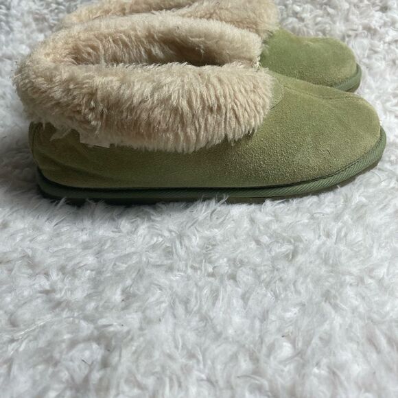 Tamarac leather suede mintGreen sleepers beige shearling lining rubber soles SZ9 - Picture 2 of 10